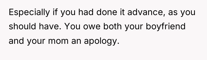 Especially if you had done it advance, as you should...