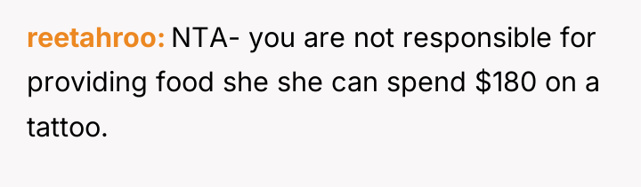 reetahroo NTA- you are not responsible for providing food she...