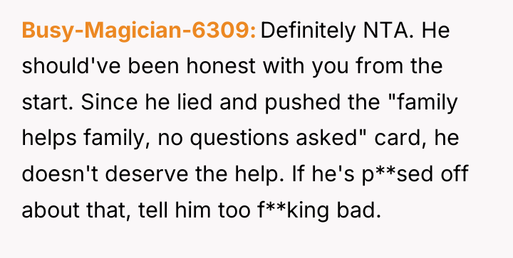 Busy-Magician-6309 Definitely NTA. He should've been honest with you from...