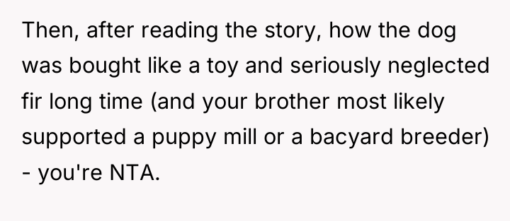 Then, after reading the story, how the dog was bought...