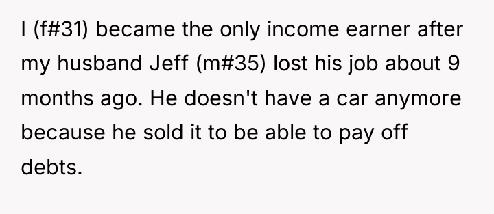 I (f#31) became the only income earner after my husband...