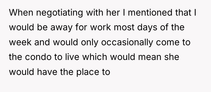 When negotiating with her I mentioned that I would be...