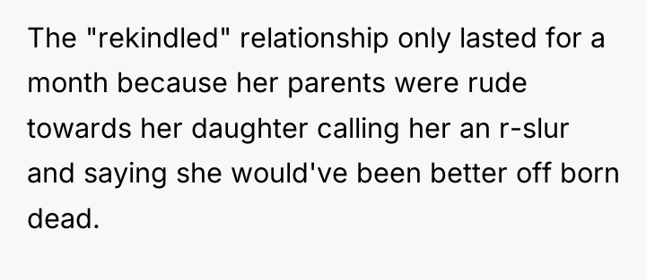The "rekindled" relationship only lasted for a month because her...
