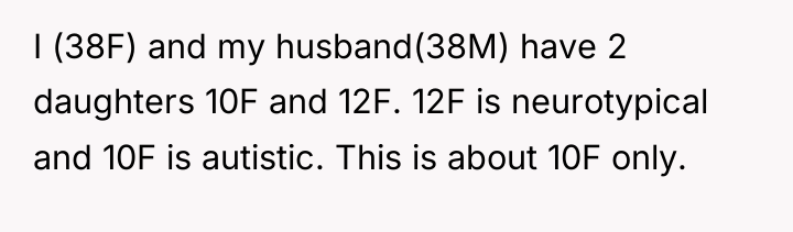 I (38F) and my husband(38M) have 2 daughters 10F and...