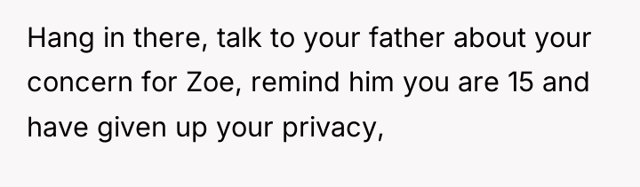 Hang in there, talk to your father about your concern...