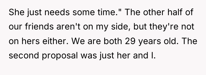 She just needs some time." The other half of our...