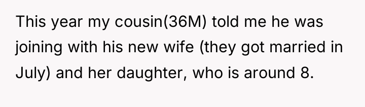 This year my cousin(36M) told me he was joining with...