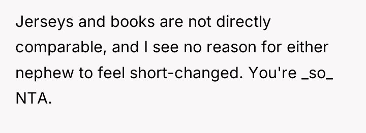 Jerseys and books are not directly comparable, and I see...