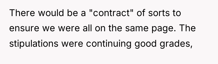 There would be a "contract" of sorts to ensure we...