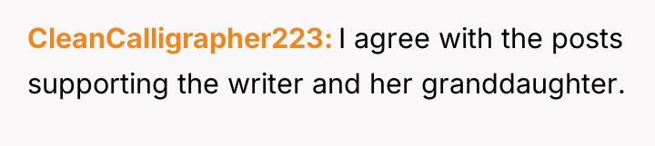 CleanCalligrapher223 I agree with the posts supporting the writer and...