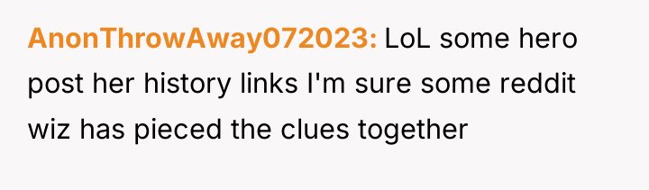 AnonThrowAway072023 LoL some hero post her history links I'm sure...