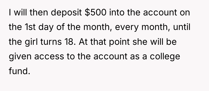 I will then deposit $500 into the account on the...