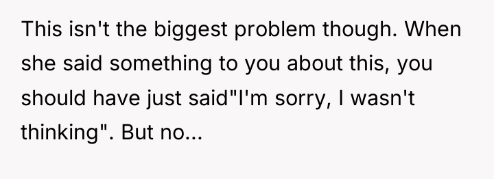 This isn't the biggest problem though. When she said something...
