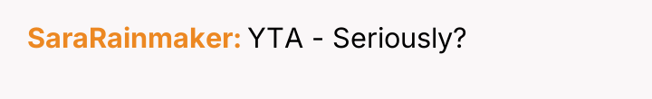 SaraRainmaker YTA - Seriously?