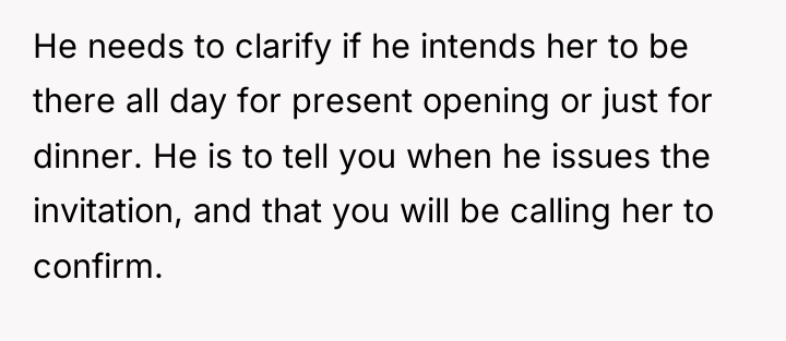 He needs to clarify if he intends her to be...