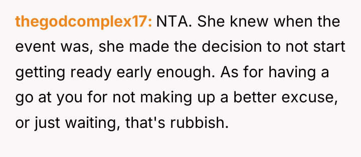thegodcomplex17 NTA. She knew when the event was, she made...