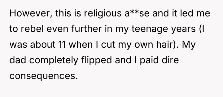 However, this is religious a**se and it led me to...