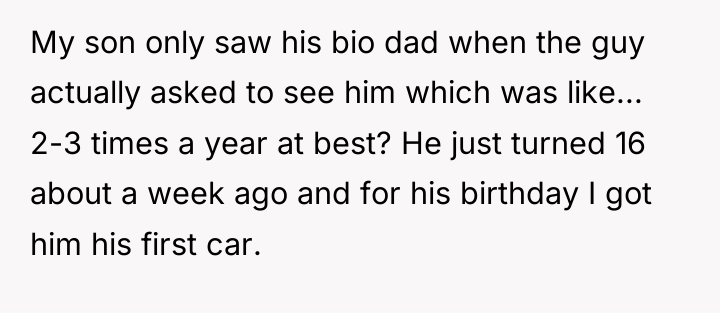 My son only saw his bio dad when the guy...