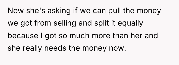 Now she's asking if we can pull the money we...