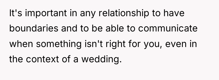 It's important in any relationship to have boundaries and to...