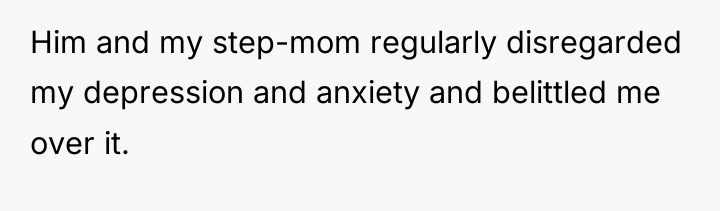 Him and my step-mom regularly disregarded my depression and anxiety...