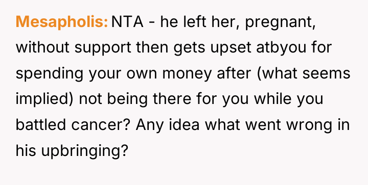 Mesapholis NTA - he left her, pregnant, without support then...