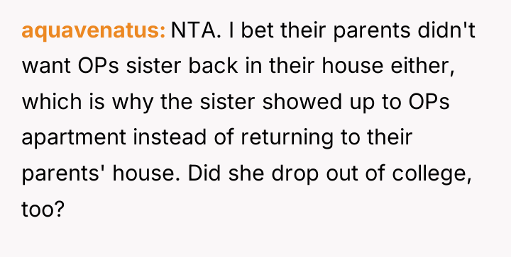 aquavenatus NTA. I bet their parents didn't want OPs sister...