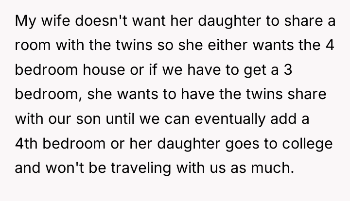 My wife doesn't want her daughter to share a room...
