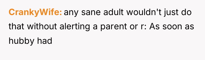 CrankyWife any sane adult wouldn't just do that without alerting...