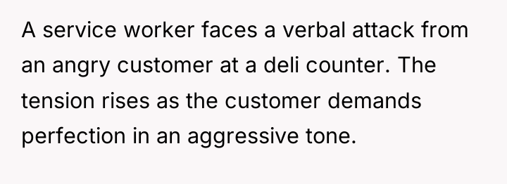 A service worker faces a verbal attack from an angry...