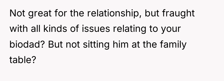 Not great for the relationship, but fraught with all kinds...