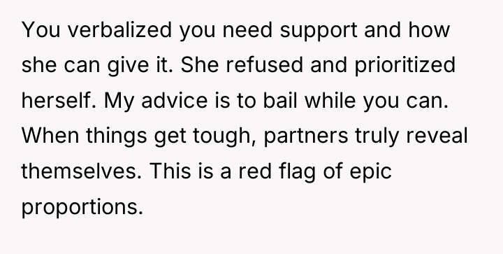 You verbalized you need support and how she can give...