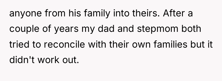 anyone from his family into theirs. After a couple of...