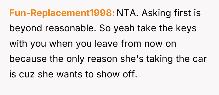 Fun-Replacement1998 NTA. Asking first is beyond reasonable. So yeah take...