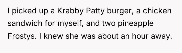 I picked up a Krabby Patty burger, a chicken sandwich...
