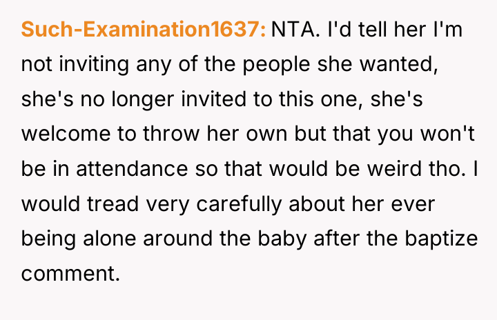 Such-Examination1637 NTA. I'd tell her I'm not inviting any of...