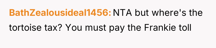 BathZealousideal1456 NTA but where's the tortoise tax? You must pay...