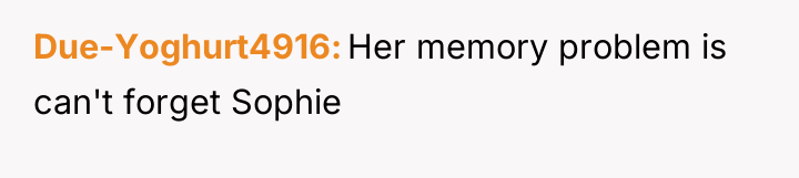 Due-Yoghurt4916 Her memory problem is can't forget Sophie