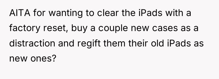 AITA for wanting to clear the iPads with a factory...
