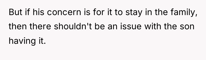 But if his concern is for it to stay in...