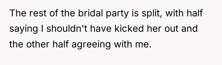 The rest of the bridal party is split, with half...