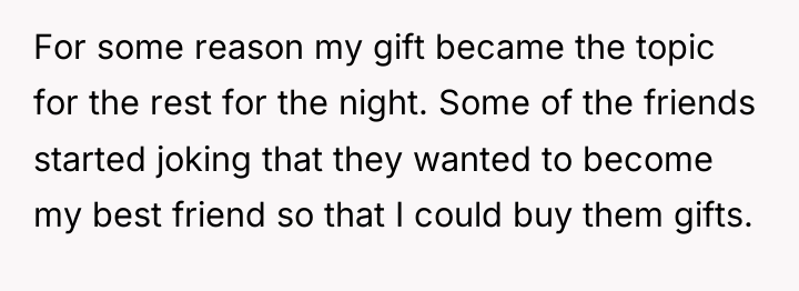 For some reason my gift became the topic for the...