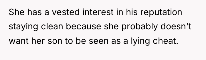 She has a vested interest in his reputation staying clean...