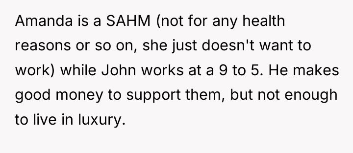 Amanda is a SAHM (not for any health reasons or...