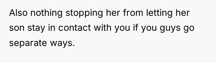Also nothing stopping her from letting her son stay in...