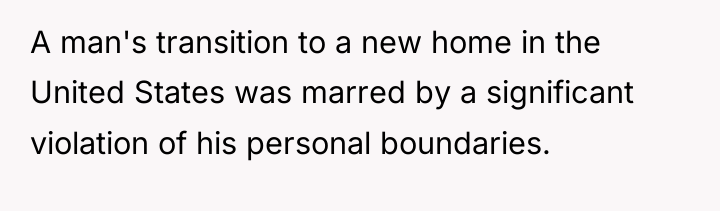 A man's transition to a new home in the United...