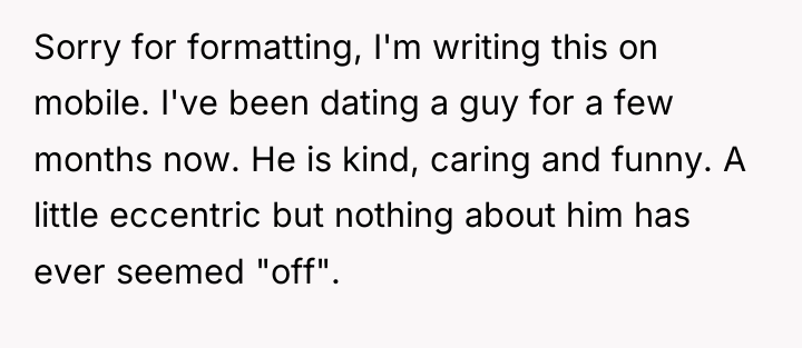 Sorry for formatting, I'm writing this on mobile. I've been...
