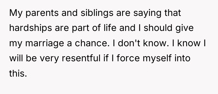 My parents and siblings are saying that hardships are part...