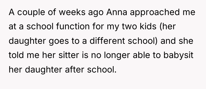 A couple of weeks ago Anna approached me at a...