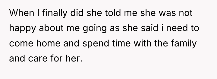 When I finally did she told me she was not...